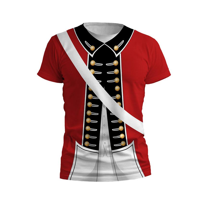 Kids British Redcoat Uniform Print Sport T-Shirt – Historic Soldier Costume Tee