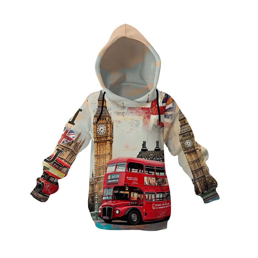 Kids Vintage London Graphic Hoodie Fleece Pullover