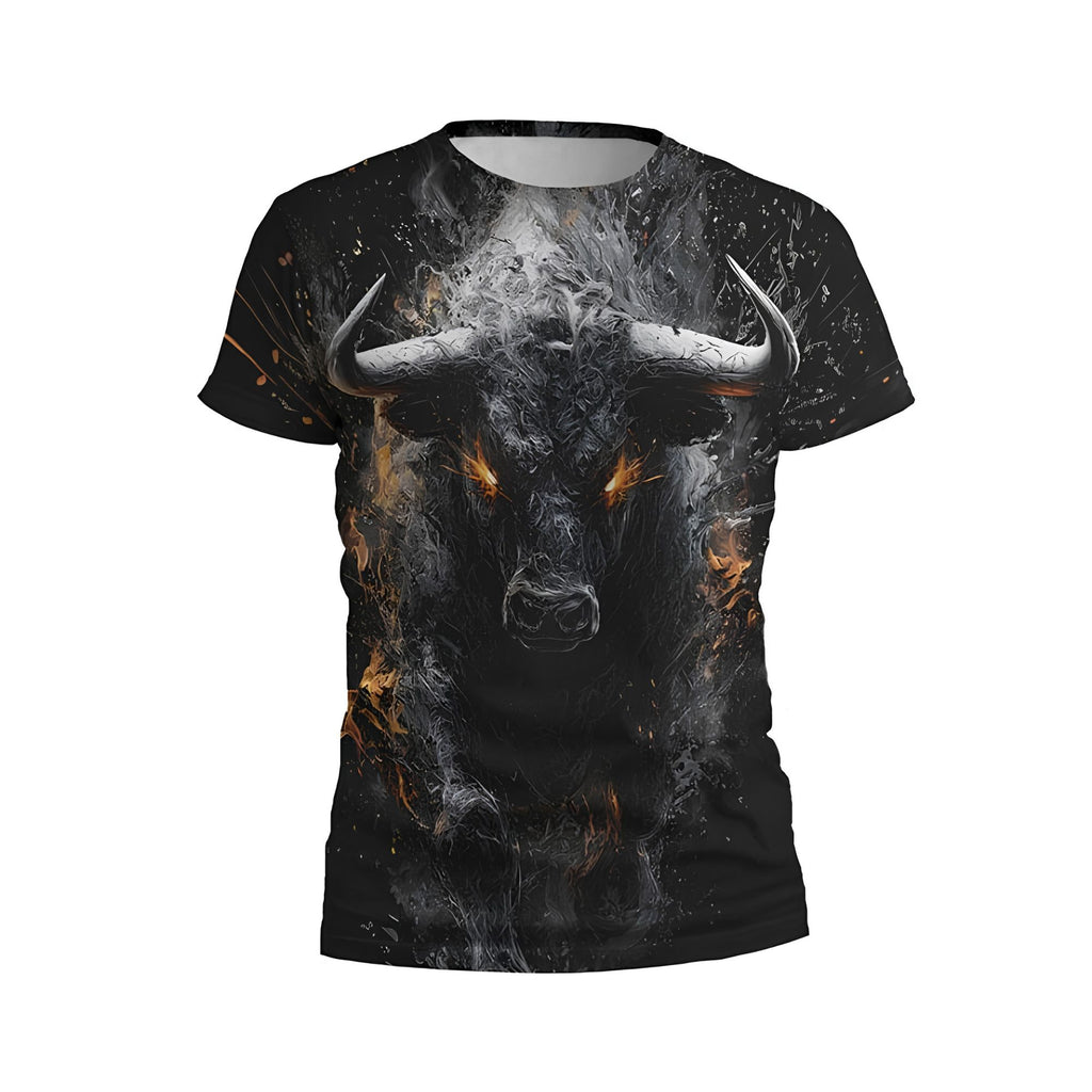 Kids Angry Bull Print Athletic T-Shirt