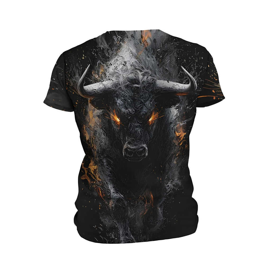 Kids Angry Bull Print Athletic T-Shirt