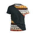 Kids Ethnic Orange Pattern Black Athletic T-Shirt
