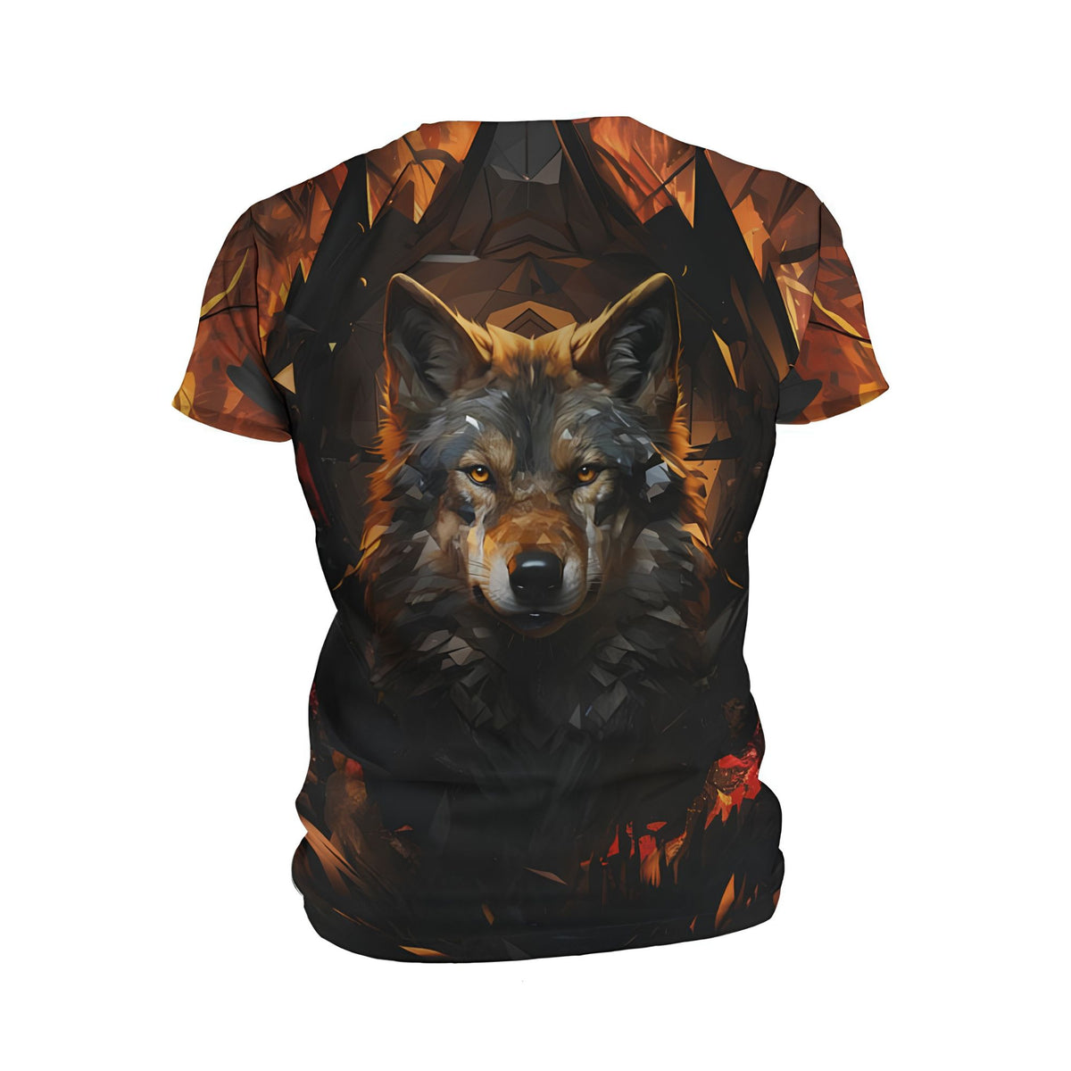Kids Fiery Wolf Print Athletic T-Shirt