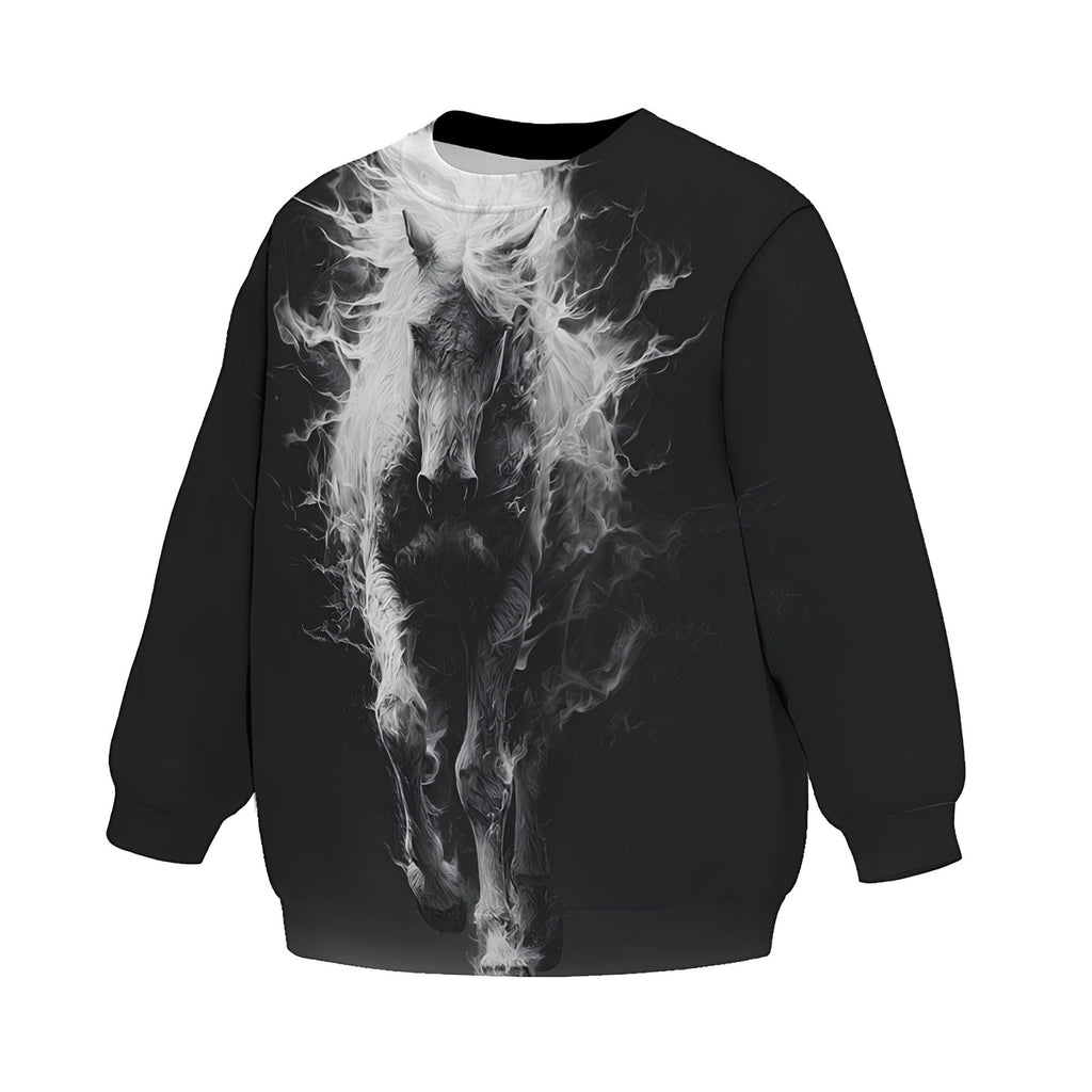 Kids Mighty White Horse Sweatshirt – Premium Soft Fleece Sweater