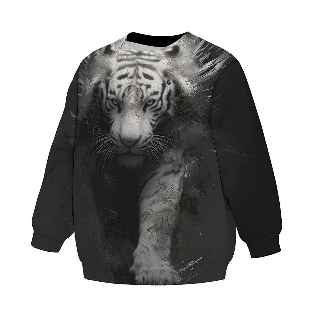 Kids White Tiger Dark Fantasy Sweatshirt – Premium Soft Fleece Sweater