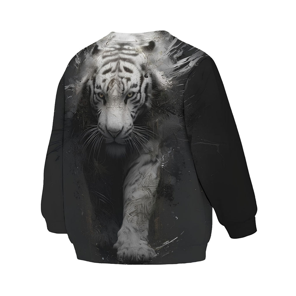 Kids White Tiger Dark Fantasy Sweatshirt – Premium Soft Fleece Sweater