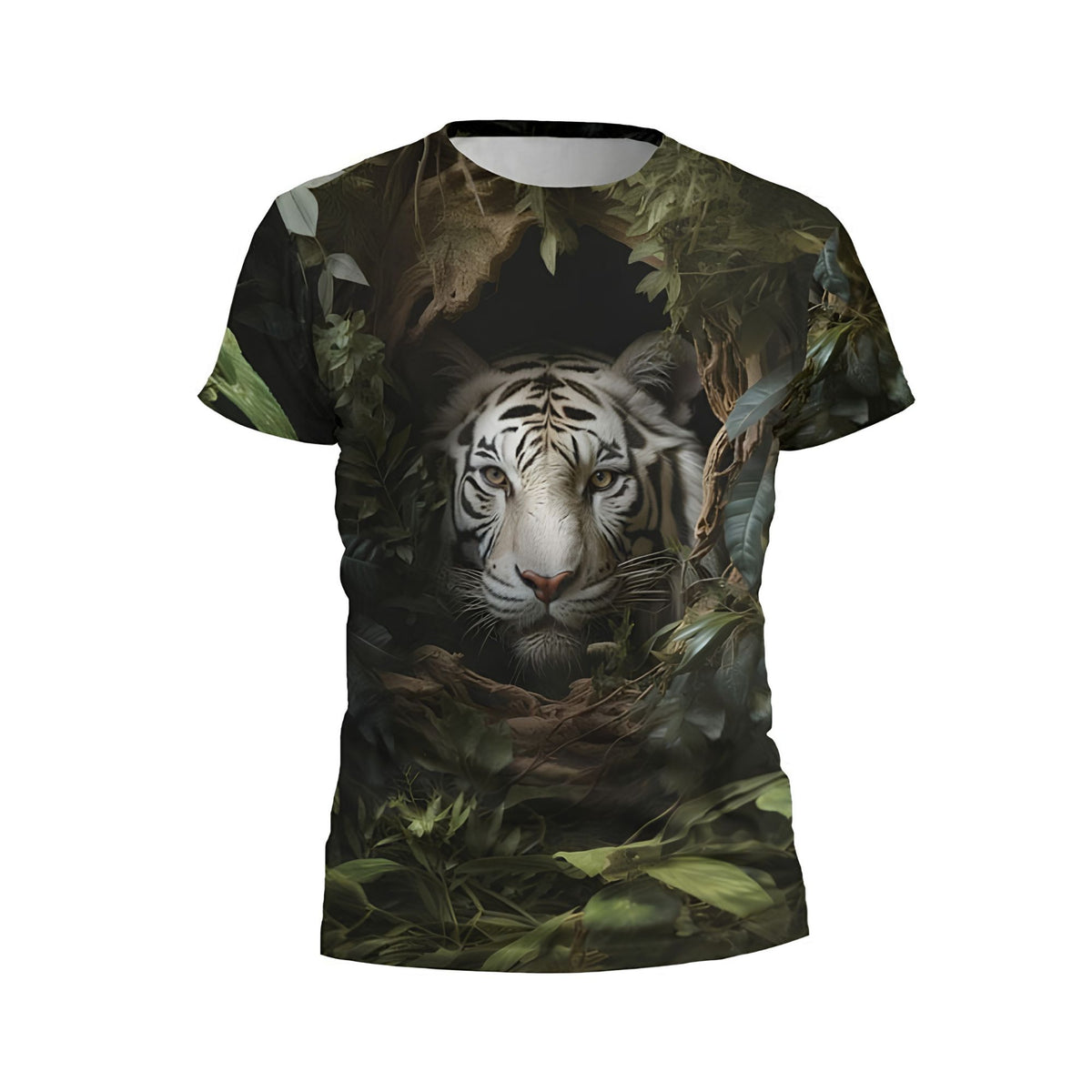 Kids White Tiger Print Athletic T-Shirt