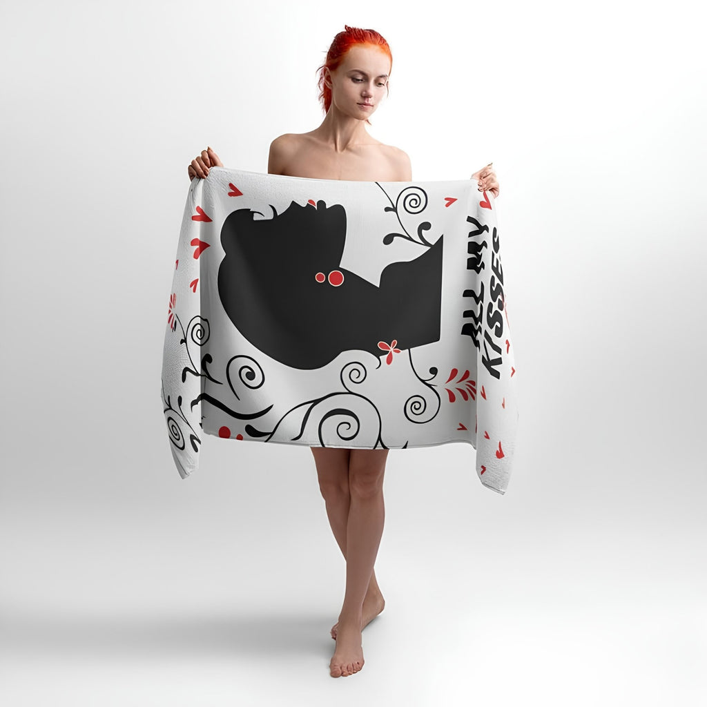 Kiss of Love Print - Soft Cotton Terry Bath & Beach Towel