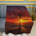Lonely Tree Minimalist Art Print Plush Fleece Throw Blanket
