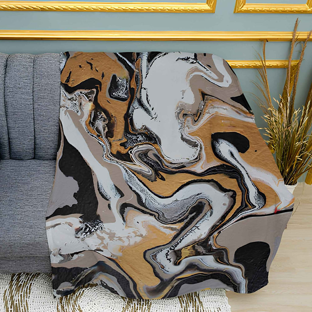 Marble Waves Print Plush Fleece Throw Blanket