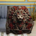 Maya Lion Print Plush Fleece Throw Blanket