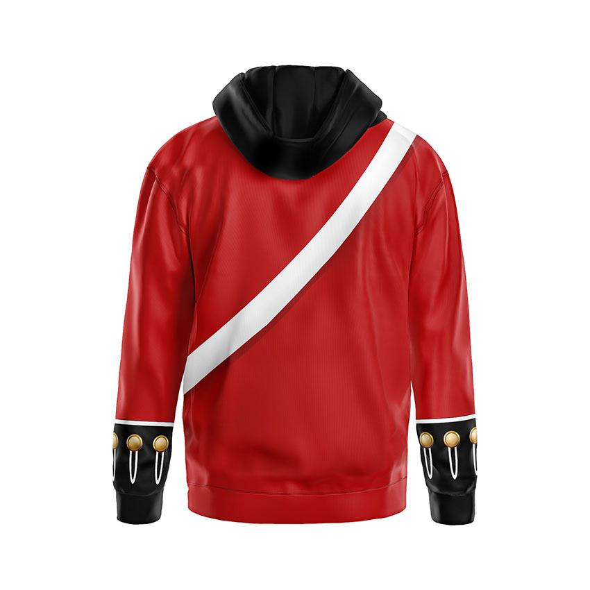 Men's British Redcoat Uniform Print Hoodie – Historic Soldier Costume Fleece Sweatshirt