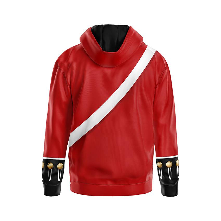 Men's British Redcoat Uniform Print Hoodie – Historic Soldier Costume Fleece Sweatshirt
