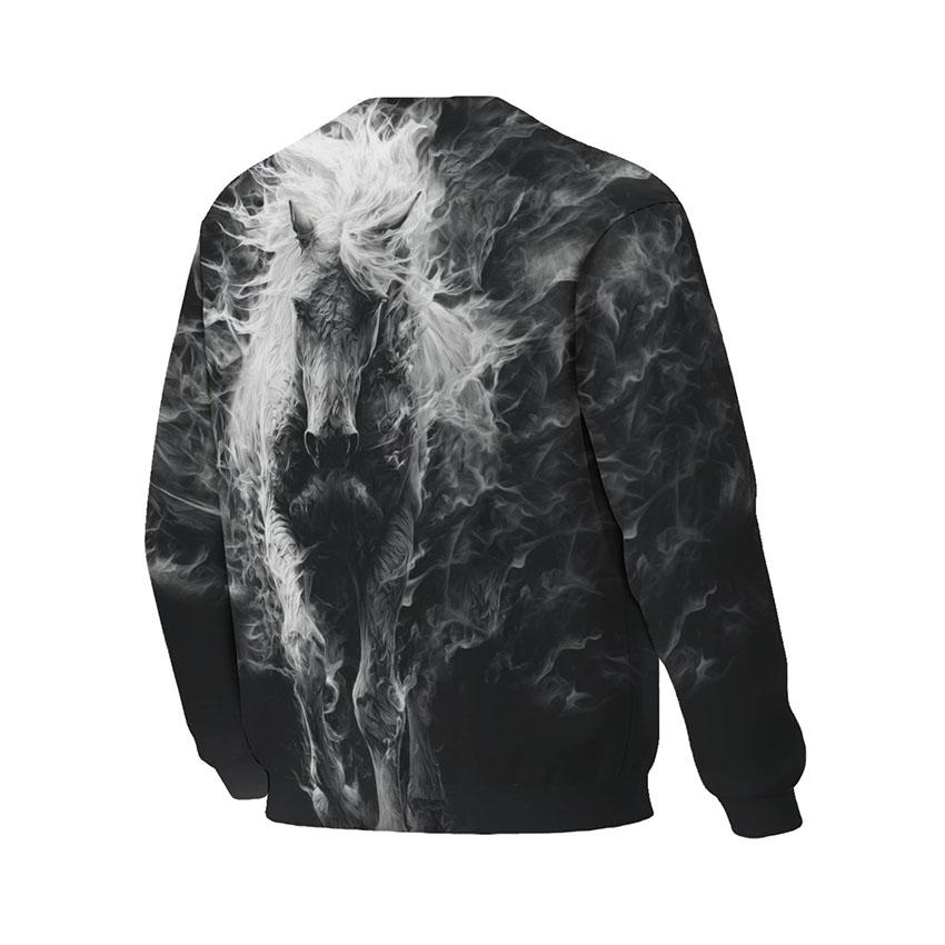 Mighty White Horse Print Sweatshirt - Unisex Fleece Crewneck