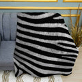 Minimalist Zebra Stripe Pattern Print Plush Fleece Throw Blanket