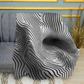 Monochrome Spiral Optical Print Plush Fleece Throw Blanket