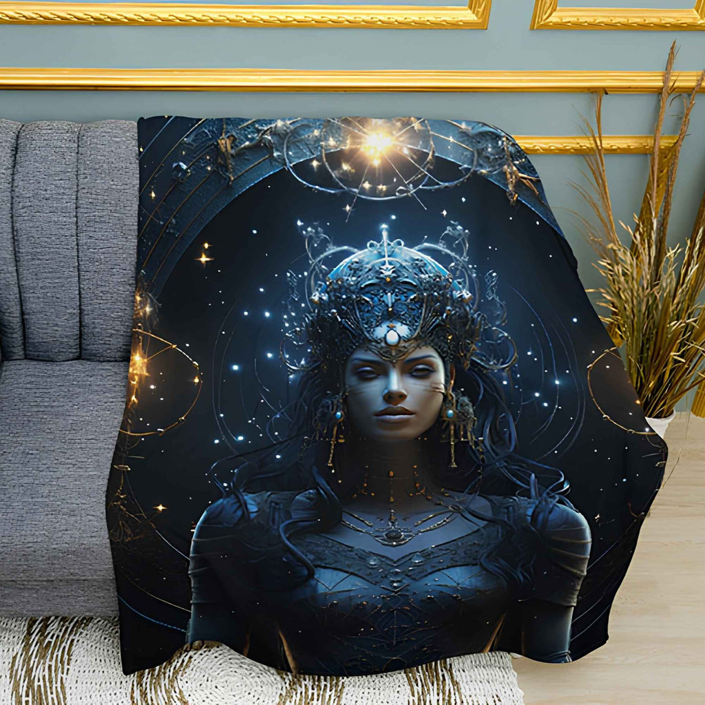 Moon Queen Print Plush Fleece Throw Blanket