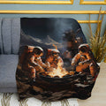 Moonlight Picnic Print Plush Fleece Throw Blanket