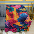 Multicolored Flowers Abstract Print Plush Fleece Throw Blanket