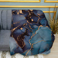 Navy Blue Marble Print Plush Fleece Throw Blanket