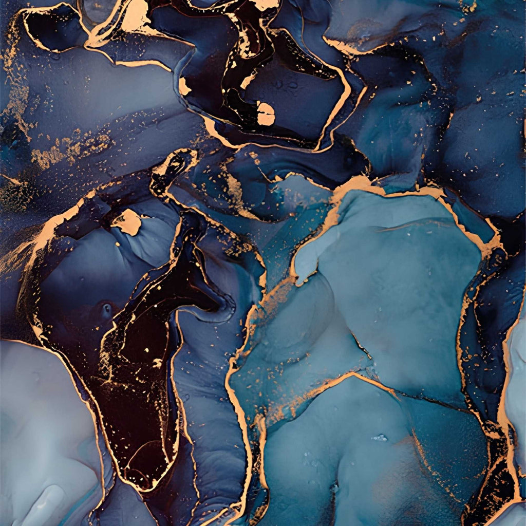 Navy Blue Marble Print Plush Fleece Throw Blanket