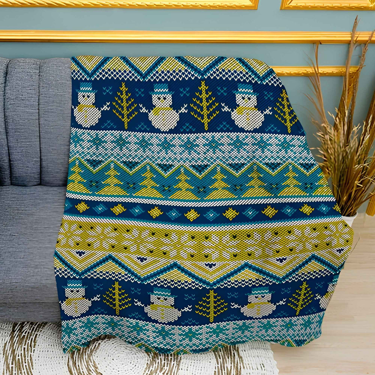 New Year Pattern Print Plush Fleece Throw Blanket