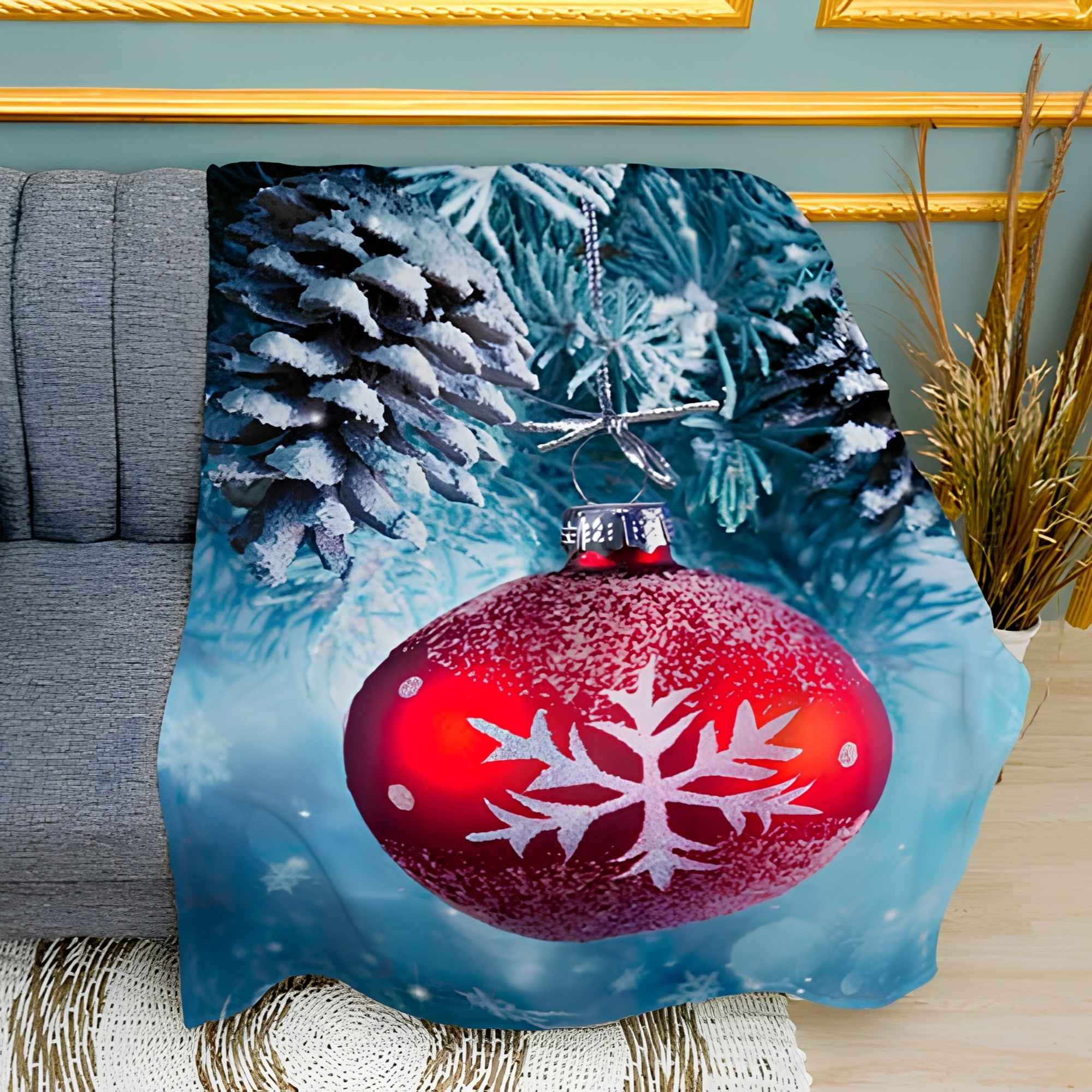 "New Year’s Ball" Holiday Print Plush Fleece Throw Blanket