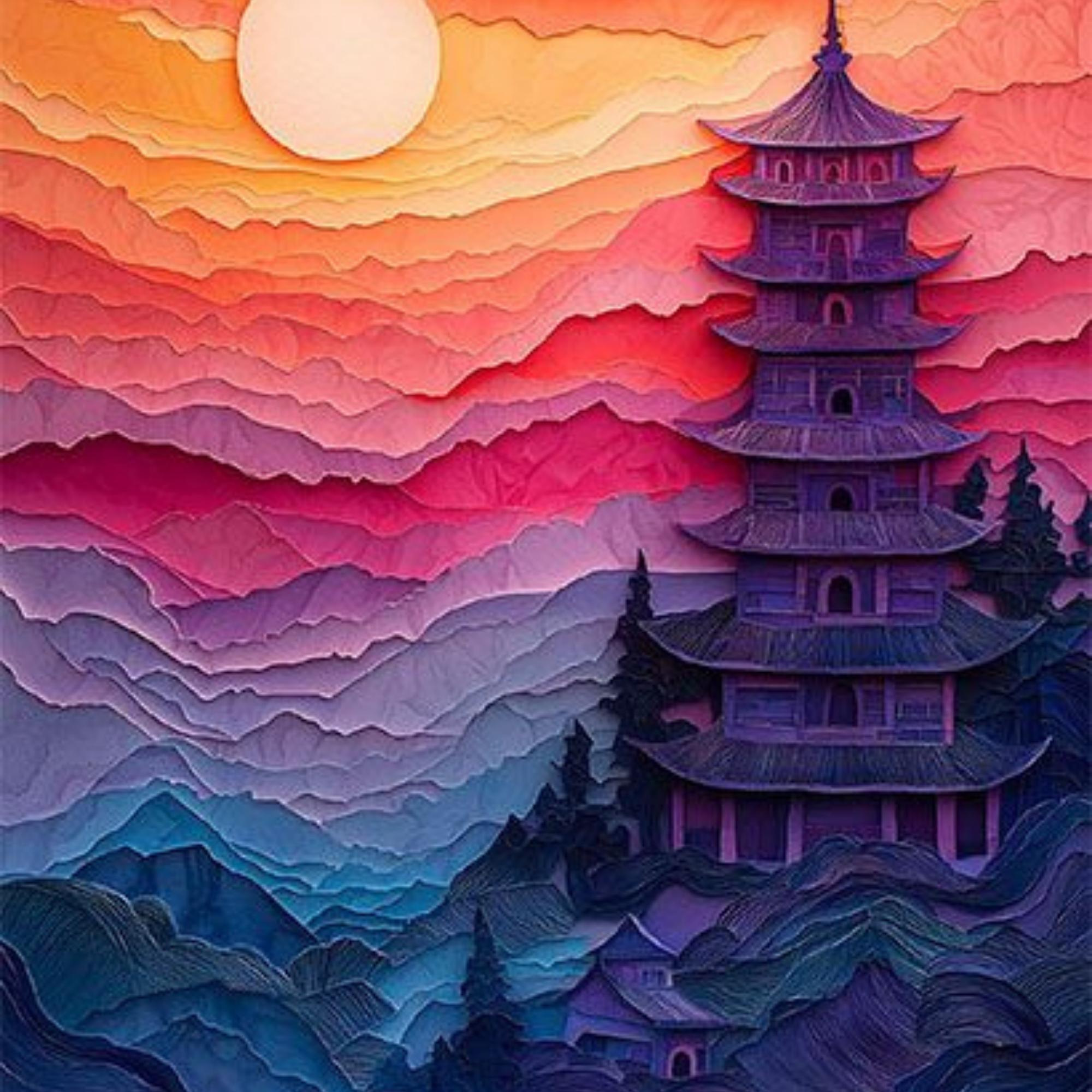Pagoda Symbol of Japan Print Plush Fleece Throw Blanket