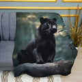 Panther Above Wildlife Print Plush Fleece Throw Blanket