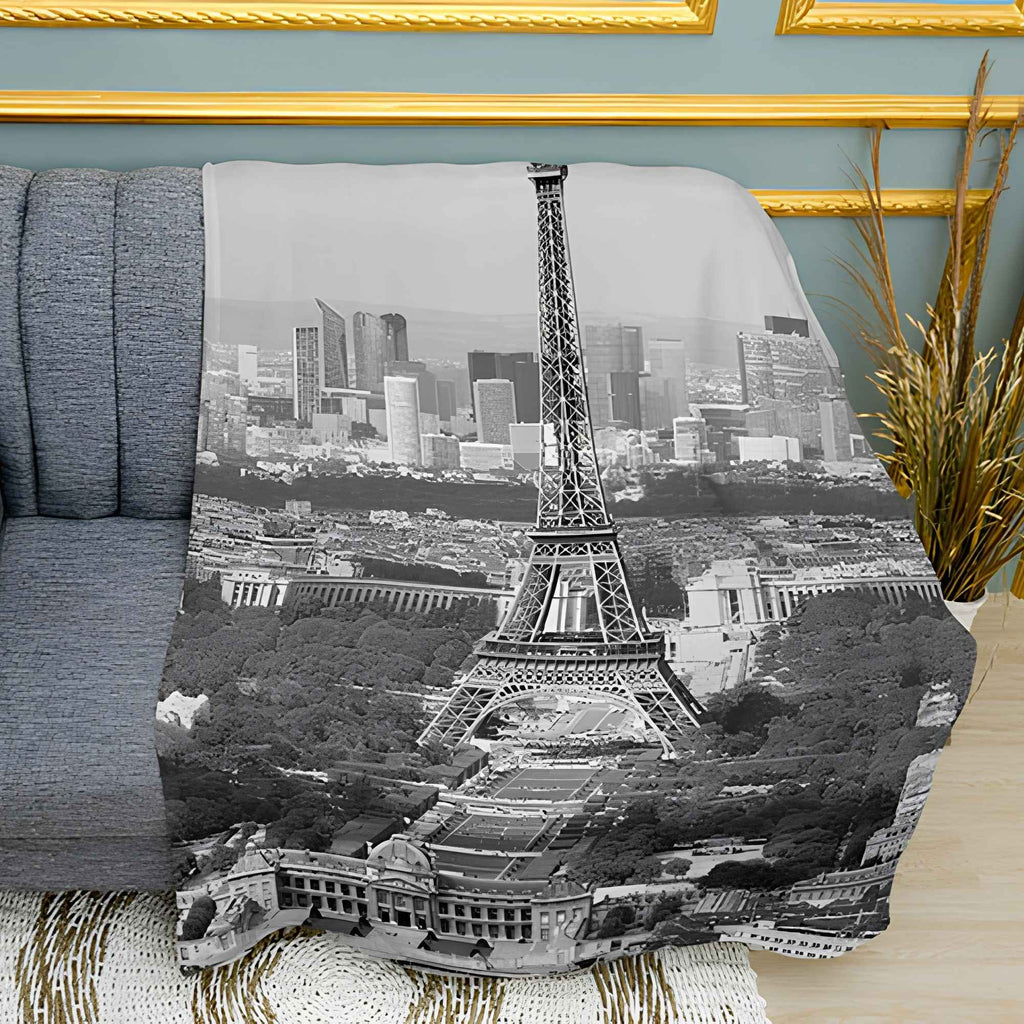Paris Trocadero Square Print Plush Fleece Throw Blanket