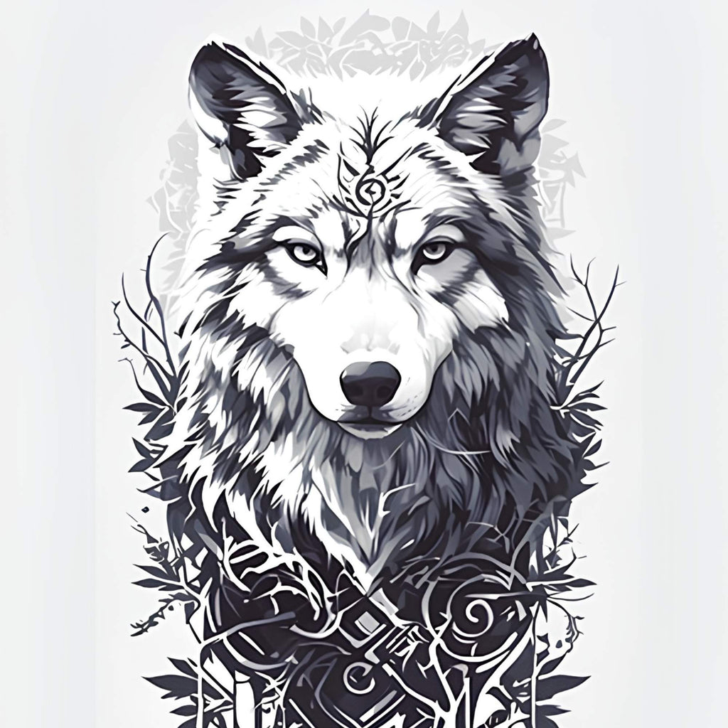 Patterned Forest Wolf Art Print Plush Fleece Throw Blanket