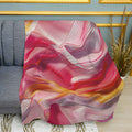 Pink Waves Print Plush Fleece Throw Blanket