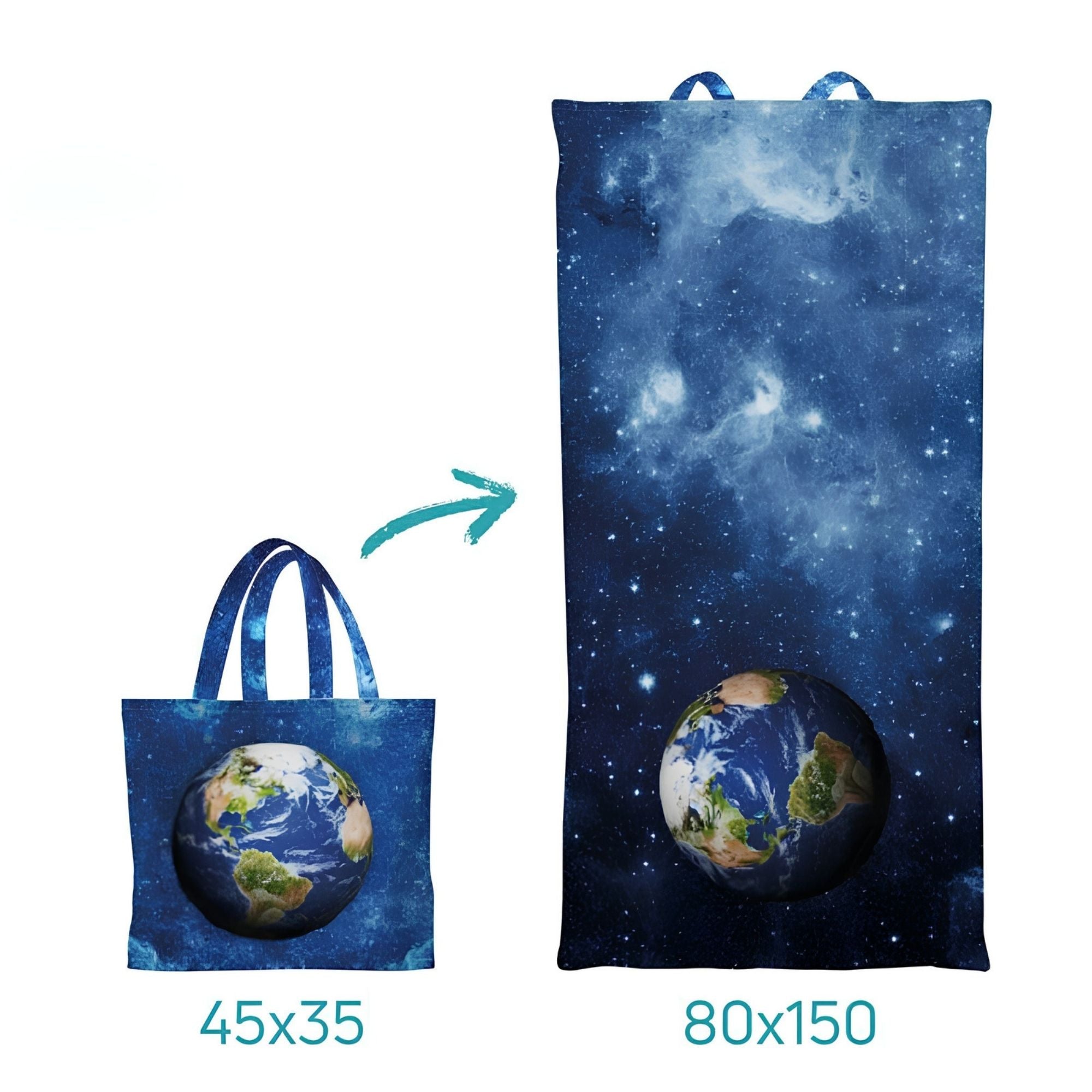 Planet Earth 2-in-1 Beach Towel Tote Bag