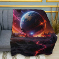 Plush fleece blanket with abstract planet print