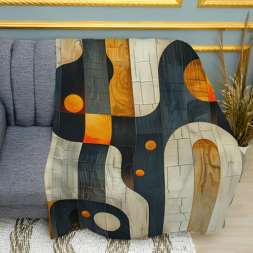 Plush fleece blanket with abstract tree print