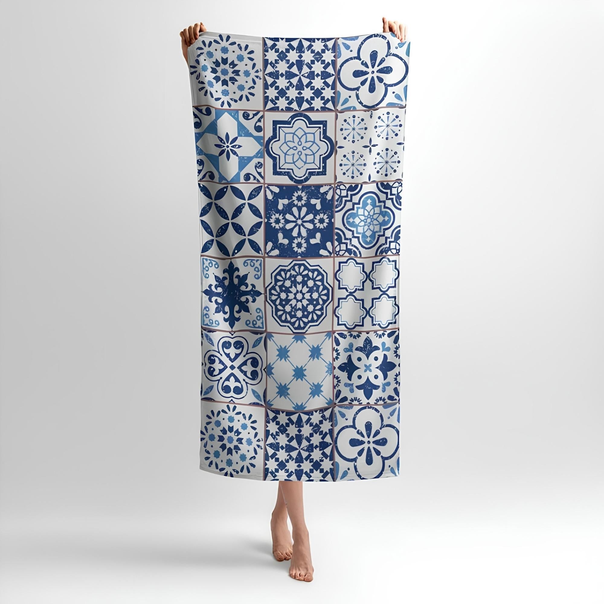 Portuguese Pattern Print - Soft Cotton Terry Bath & Beach Towel
