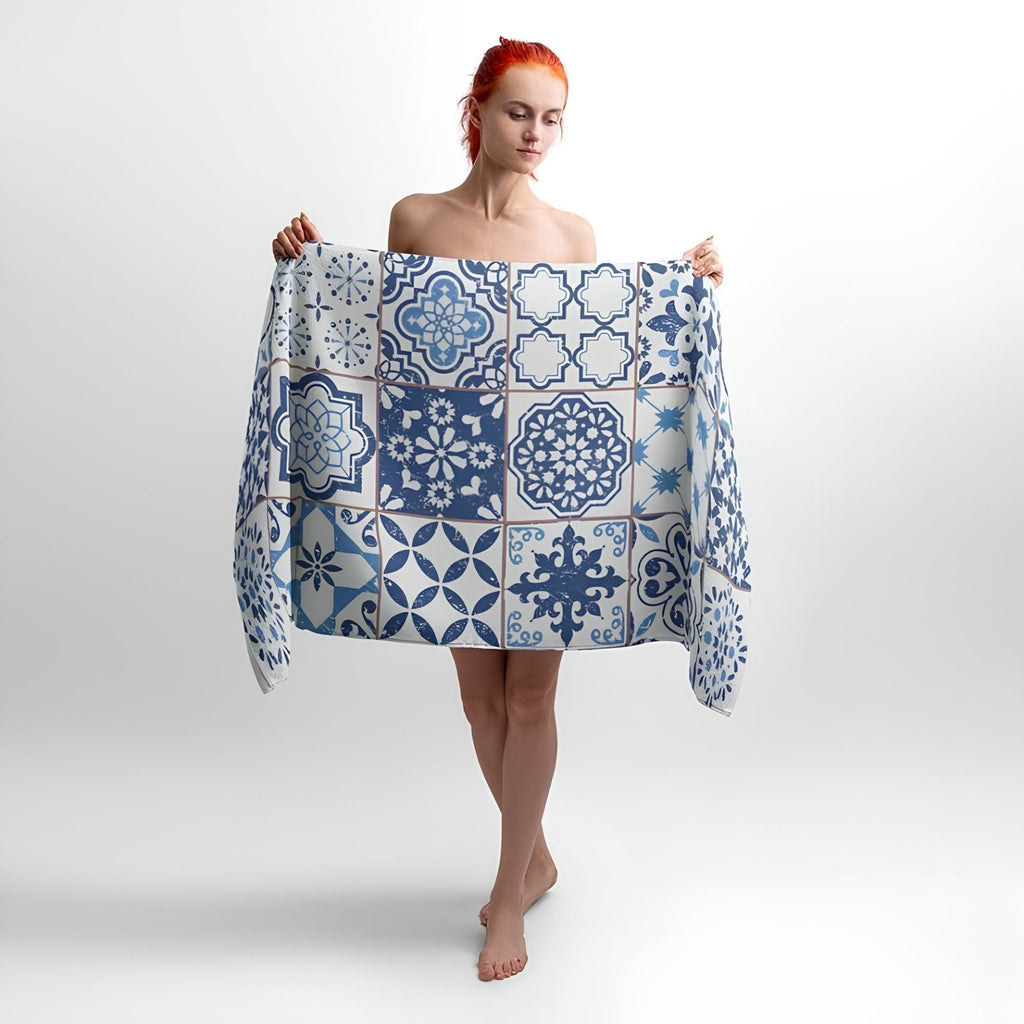 Portuguese Pattern Print - Soft Cotton Terry Bath & Beach Towel