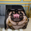 Pug Boss Print Plush Fleece Throw Blanket
