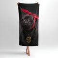 Pug Rapper Print - Soft Cotton Terry Bath & Beach Towel