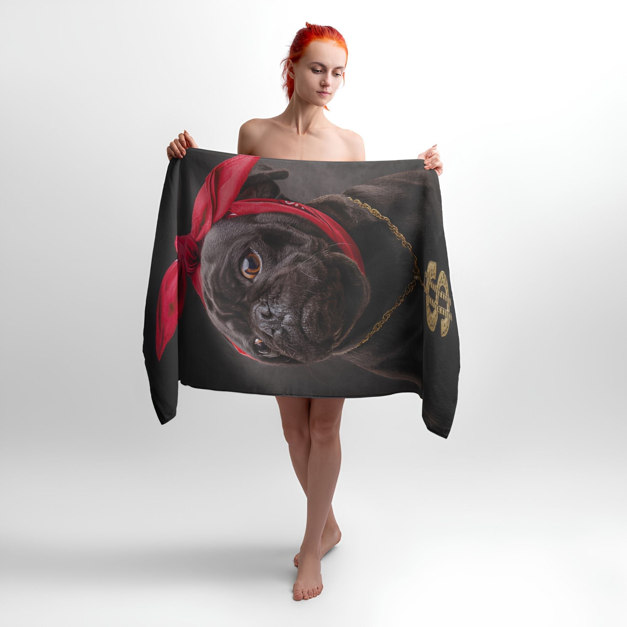 Pug Rapper Print - Soft Cotton Terry Bath & Beach Towel