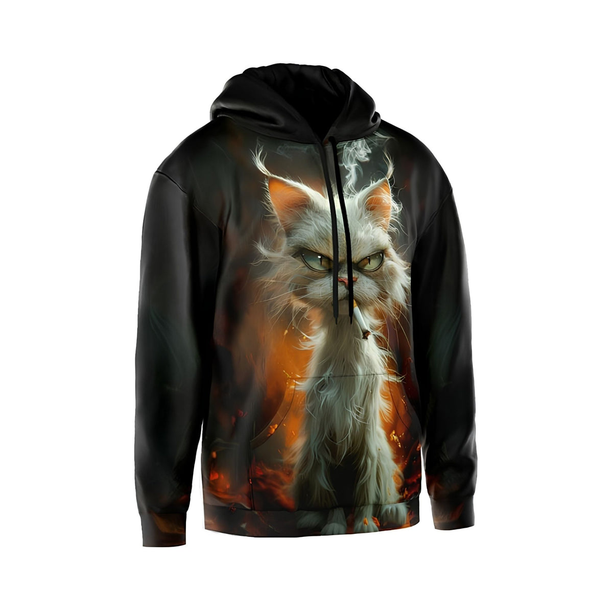 Rebel Cat Men's Graphic Pullover Hoodie