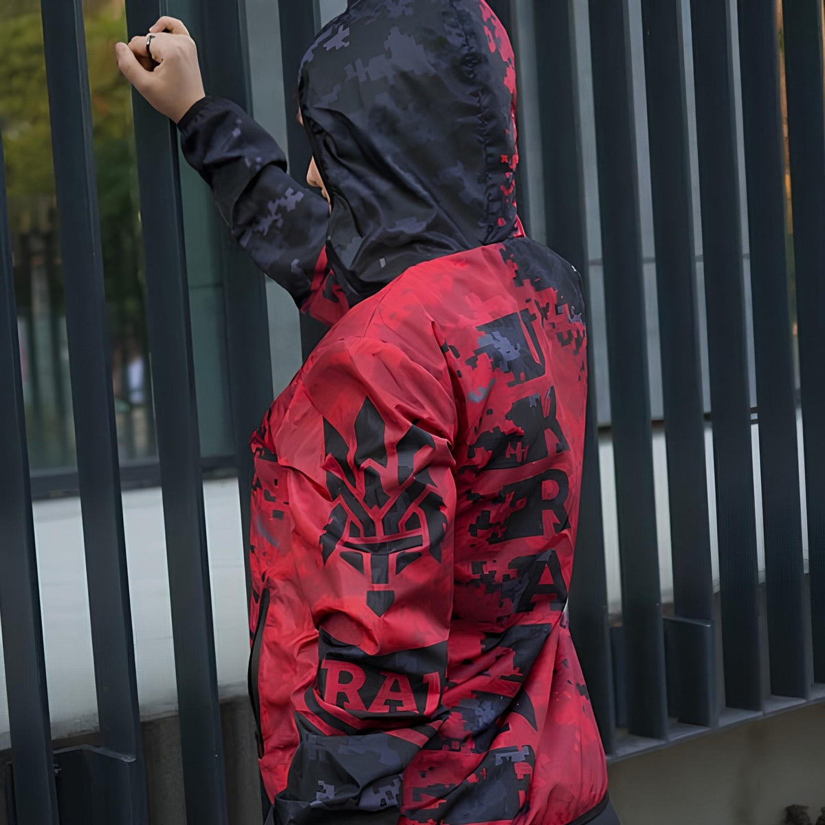 Red & Black Ukraine Unisex Sports Windbreaker Jacket