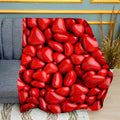 Red Hearts Love Pattern Plush Fleece Throw Blanket