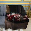 Retro Concept Car Crimson Red Plush Fleece Throw Blanket