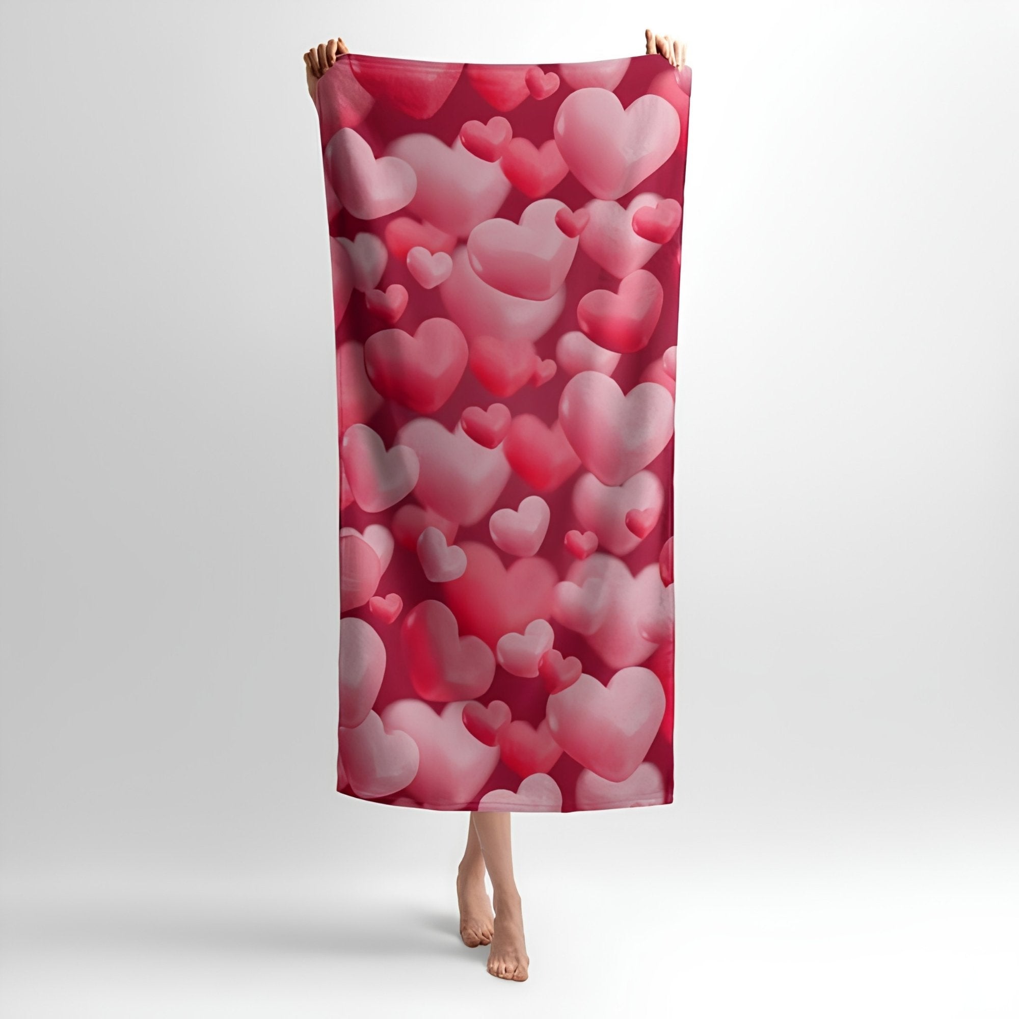 Romantic Hearts Print - Soft Cotton Terry Bath & Beach Towel