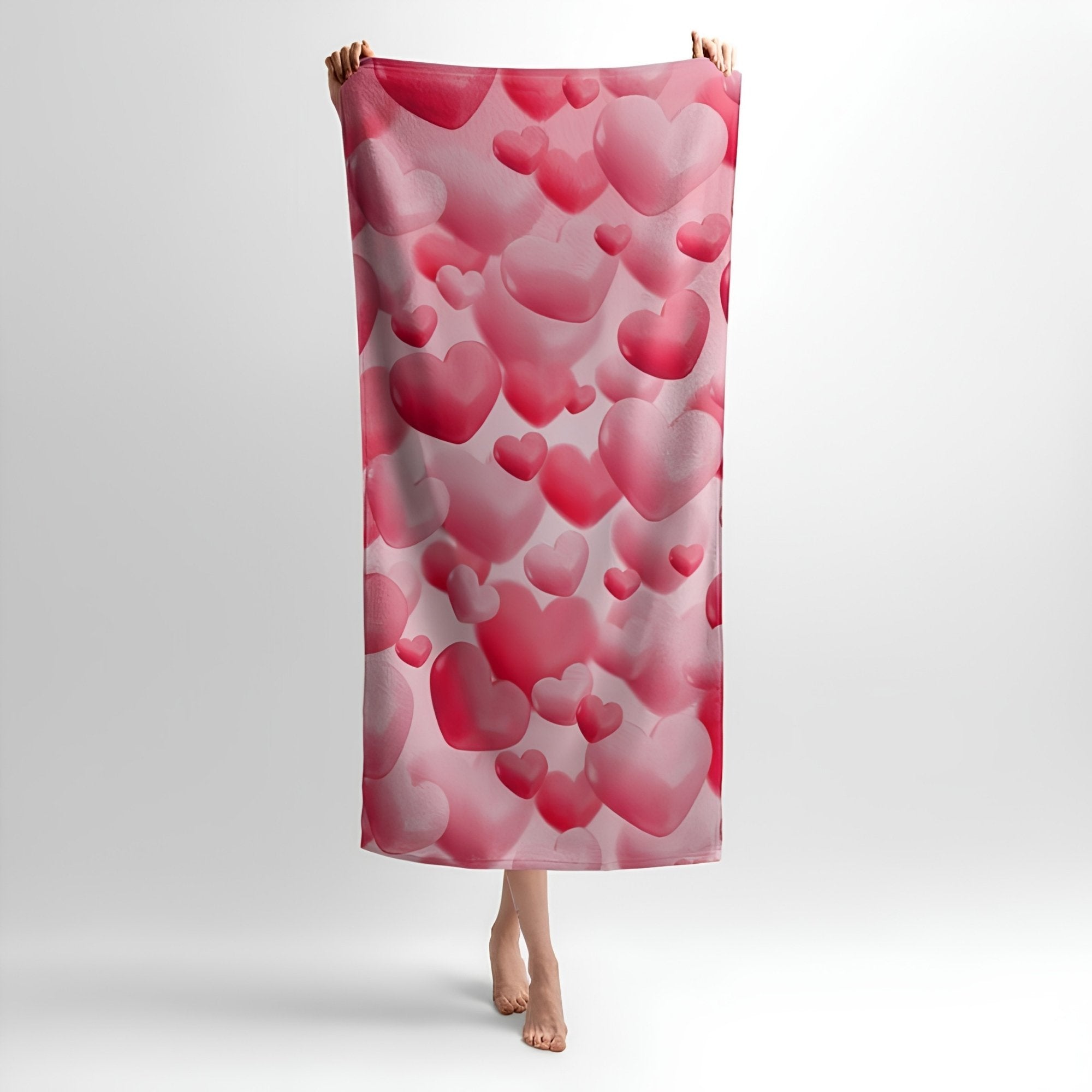Romantic Hearts Print - Soft Cotton Terry Bath & Beach Towel