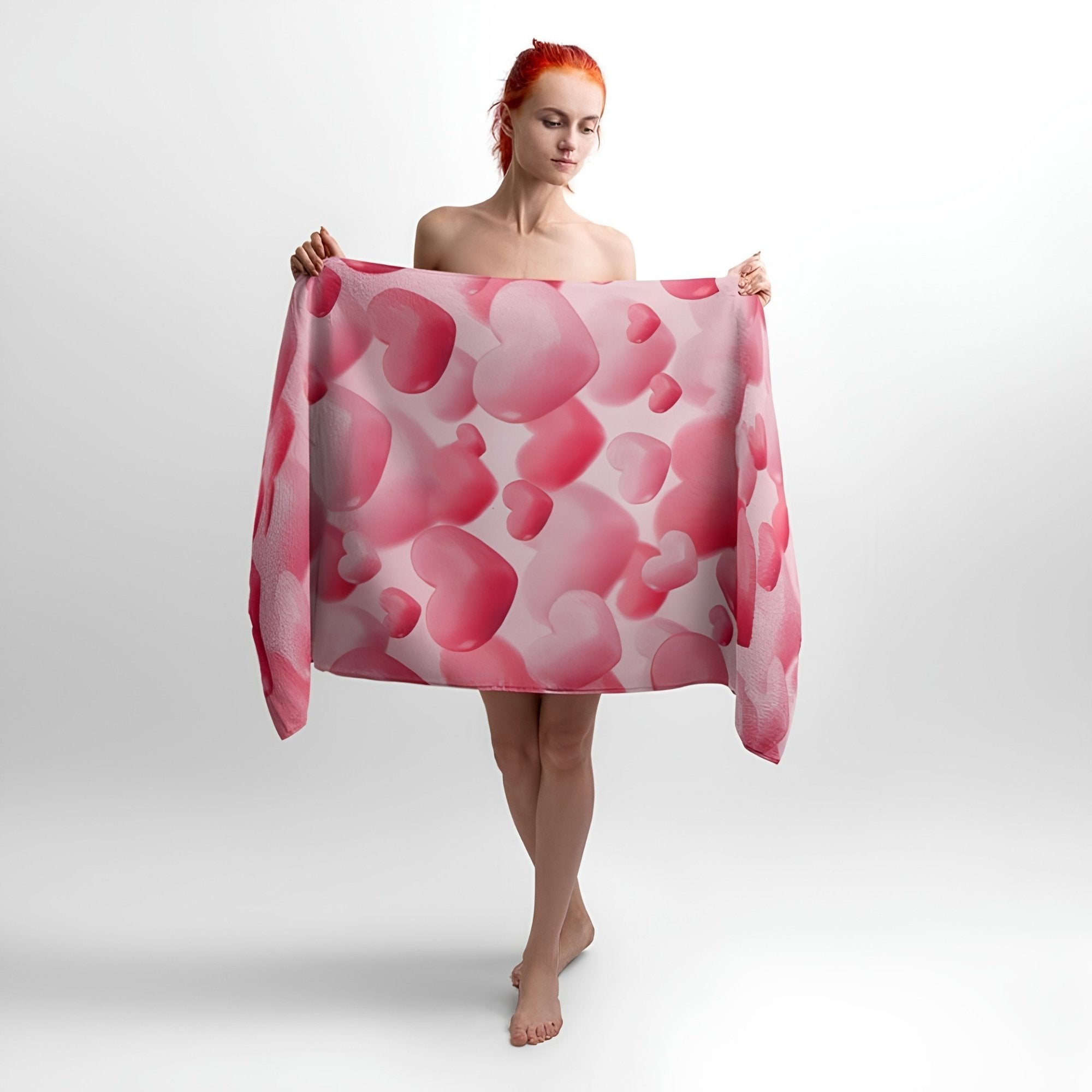 Romantic Hearts Print - Soft Cotton Terry Bath & Beach Towel