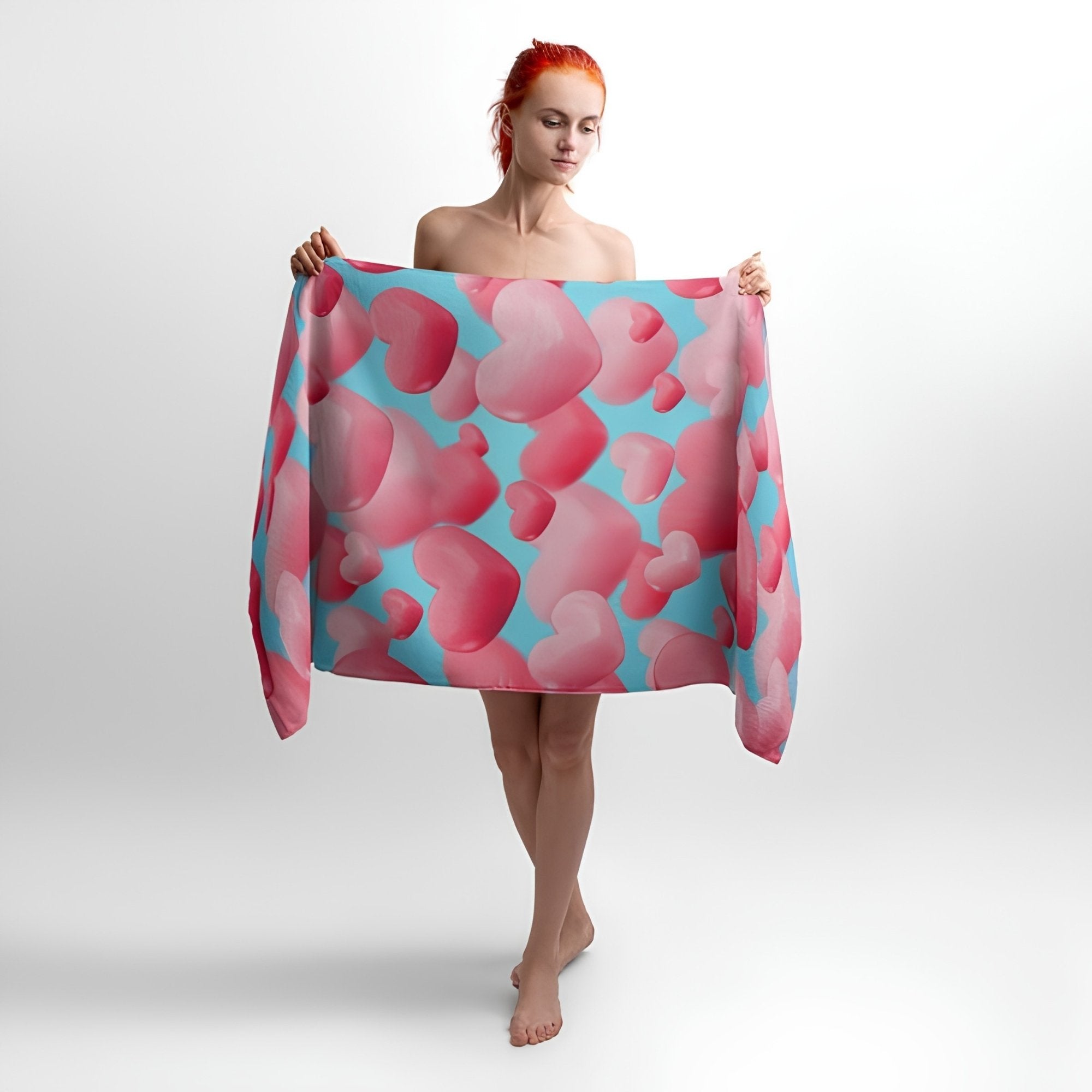 Romantic Hearts Print - Soft Cotton Terry Bath & Beach Towel