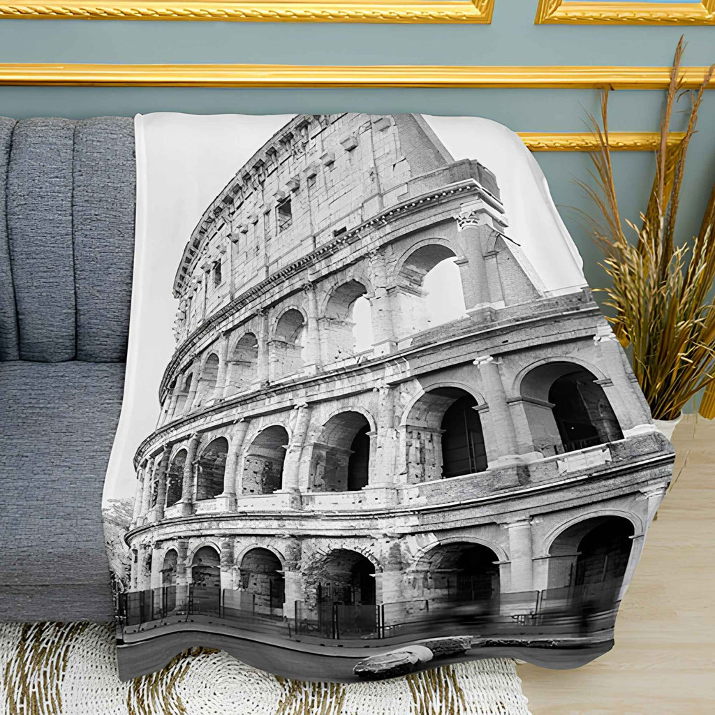 Rome Colosseum Print Plush Fleece Throw Blanket