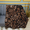 Rustic Firewood Log Stack Print Plush Fleece Throw Blanket