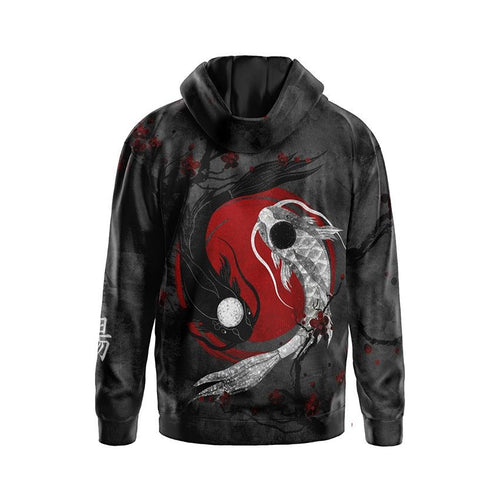 Men's hoodie with print "Yin and Yang. Japanese motif. Yin and Yang. Japanese motif"
